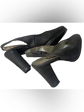 blanc noir Black Slingback Platform Pumps